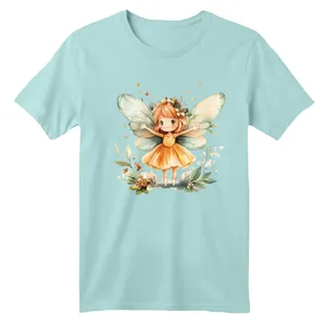 تی شرت آستین کوتاه بچگانه مدل دخترک فرشته کد 3 رنگ آبی روشن