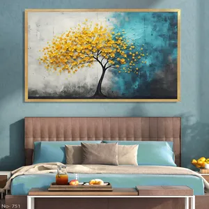 تابلو طرح دکوراتیو مدرن مدل درخت کد 751 فریم طلایی