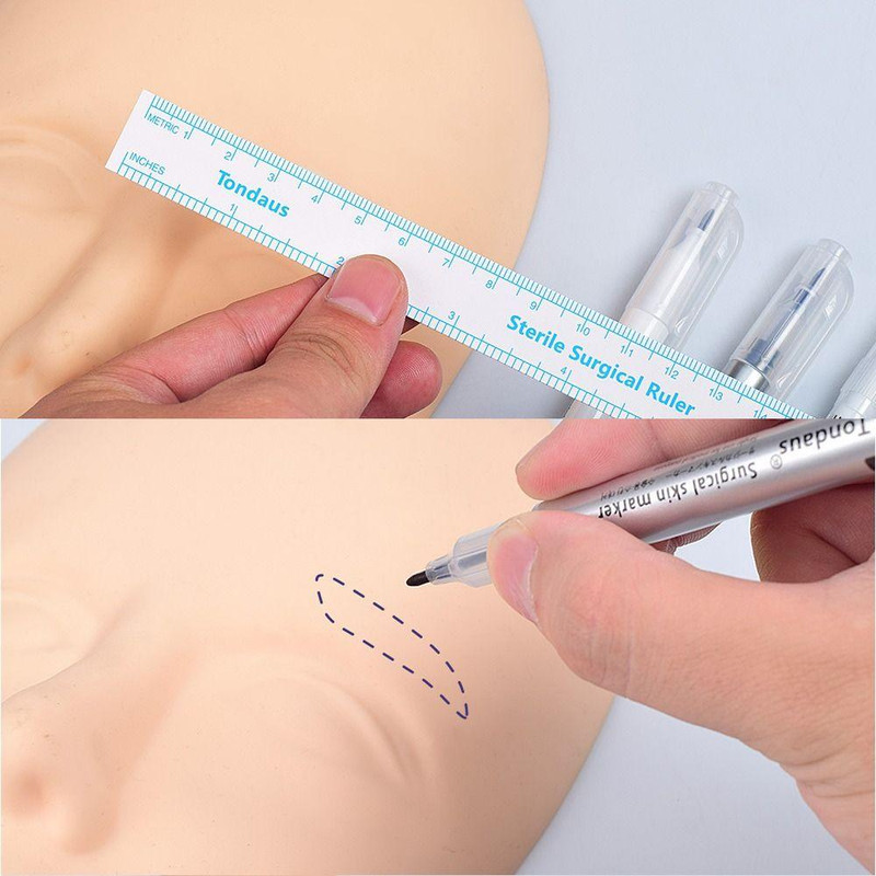 ماژیک علامت گذاری تتو صورت و بدن تندوس مدل TD01 به همراه خط کش