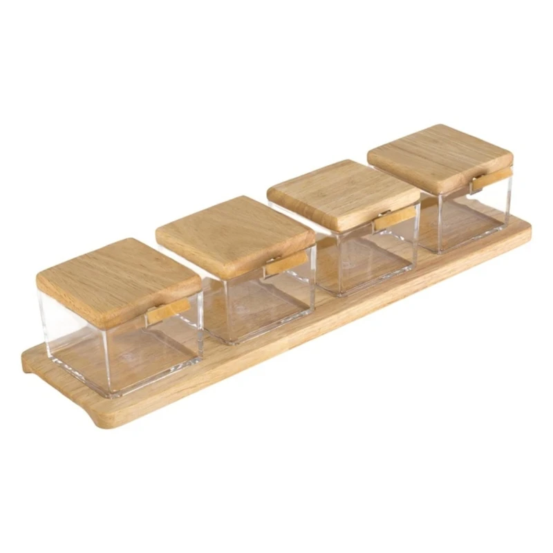 ظرف مربا و عسل لوناوود مدل wood-acrylic کد TP41844 مجموعه 5 عددی