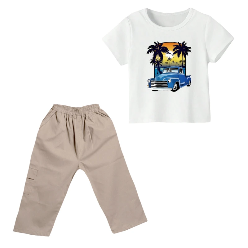 ست تی شرت و شلوارک پسرانه مدل ماشین کد ۶