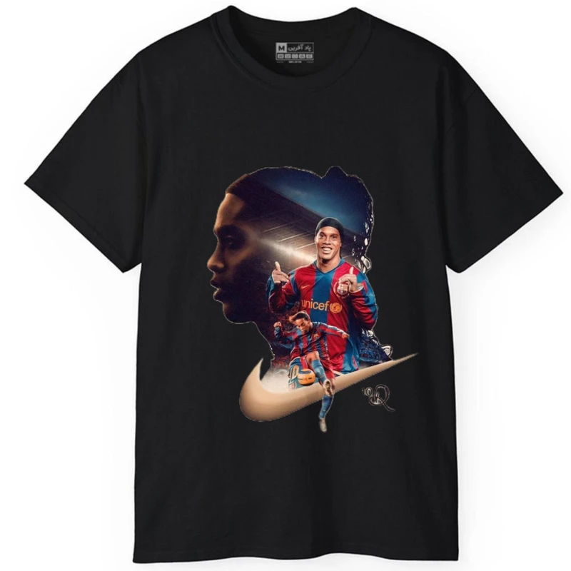 تی شرت آستین کوتاه مردانه پاد آفرین مدل فوتبالی بارسلونا  کد 23