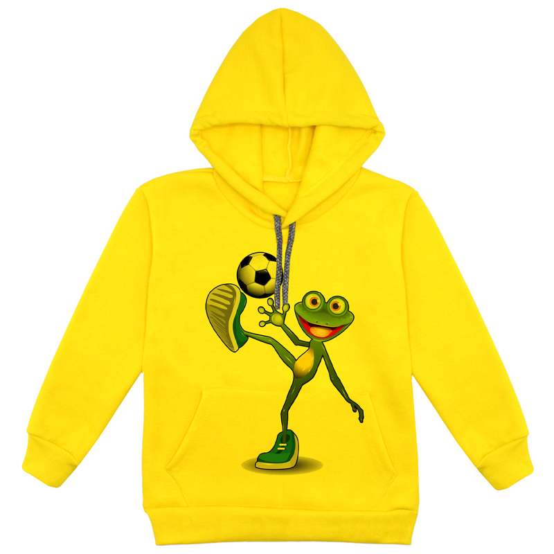 هودی پسرانه مدل قورباغه فوتبالیست F47 رنگ زرد