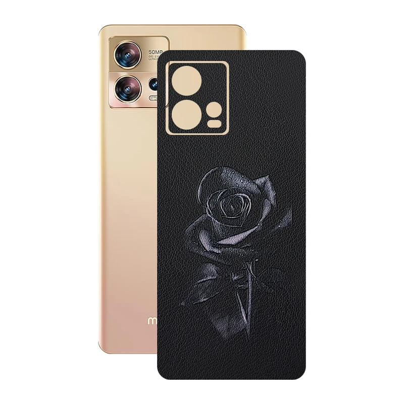 برچسب پوششی ریمکس مدل Leth طرح رز مشکی مناسب برای گوشی موبایل موتورولا Edge 30 Fusion