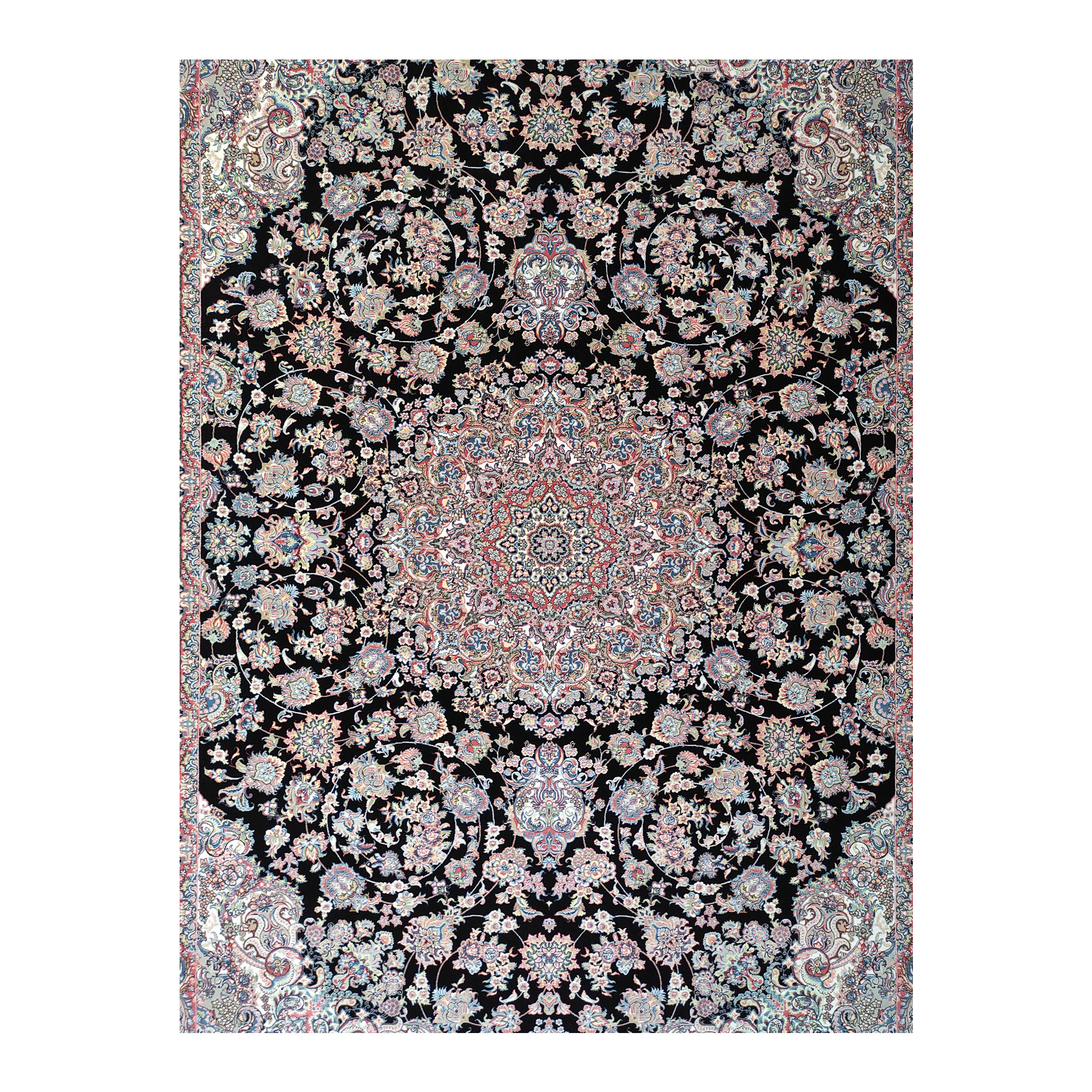 فرش ماشینی مشهد کد 802032 زمینه سرمه ای