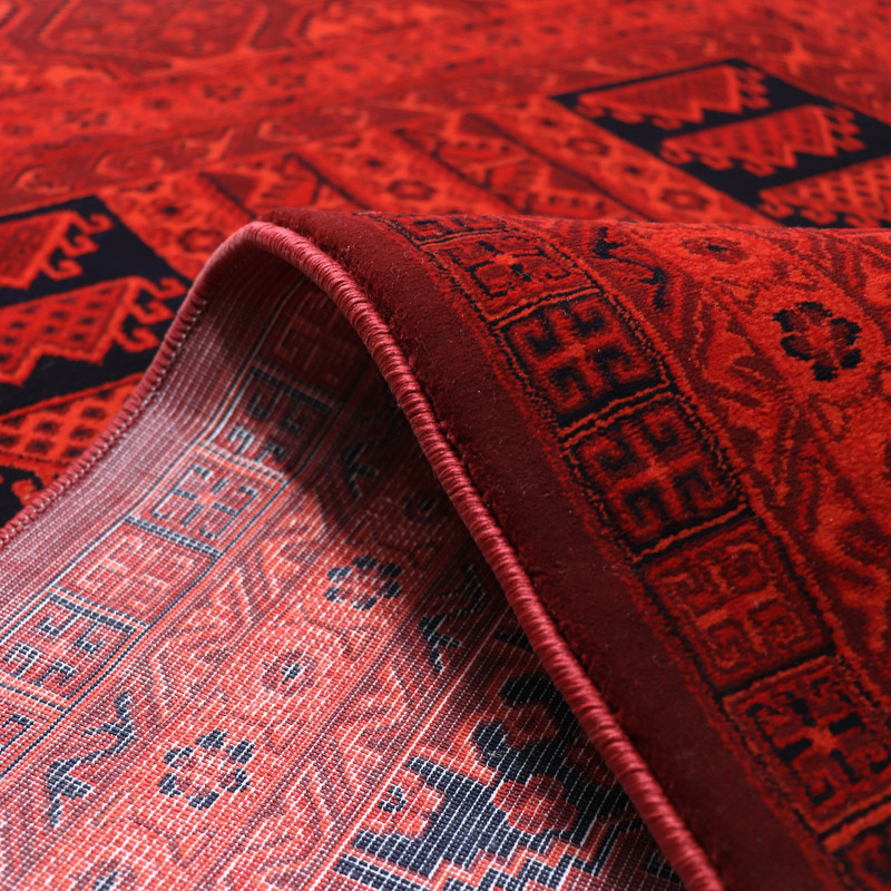 فرش ماشینی بزرگمهر طرح بلوچی کد 78008 زمینه لاکی