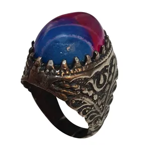 انگشتر نقره مردانه مدل عقیق مفتاح الباب کد AMB212340