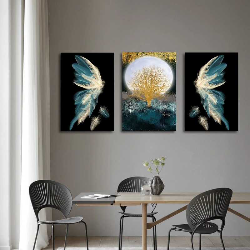 تابلو شاسی بکلیت طرح بال پر و ماه مدل SH-2999 مجموعه 3 عددی