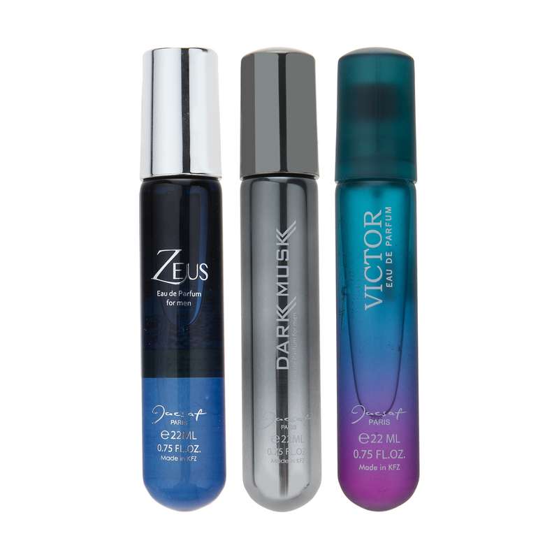 عطر جیبی مردانه ژک ساف کمپلکس حجم 22 میلی لیتر مجموعه سه عددی عطر جیبی مردانه ژک ساف کمپلکس حجم 22 میلی لیتر مجموعه سه عددی
