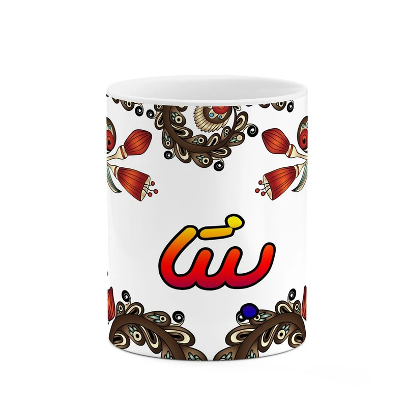 ماگ کاکتی مدل اسم بنتا طرح سنتی گل و بته کد mgh44190
