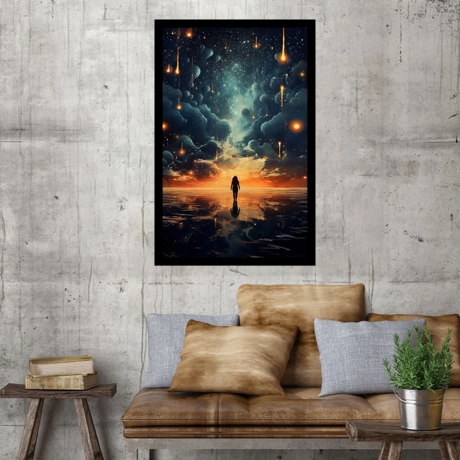 تابلو نوری بکلیت طرح منظره طبیعت و کهکشان مدل B-MID-18199
