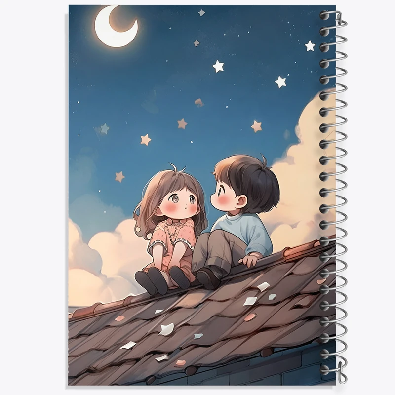 دفتر ژورنال نویسی 50 برگ خندالو مدل نقطه ای طرح دختر و پسر کیوت کد F7279