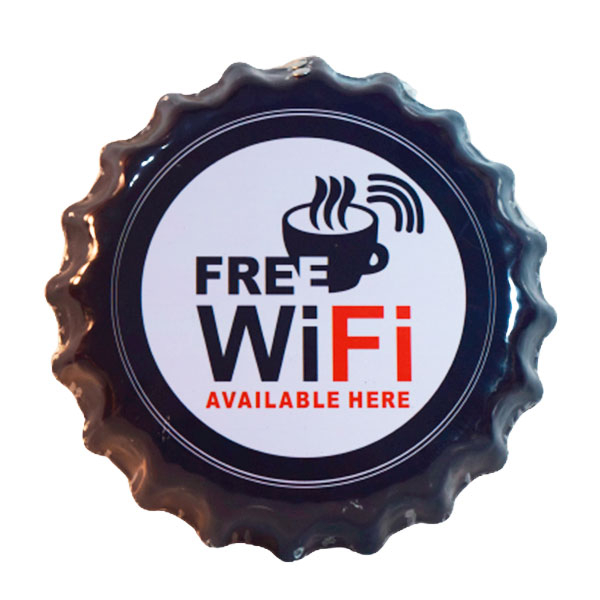 دیوارکوب طرح Free Wi-Fi مدل تشتک نوشابه