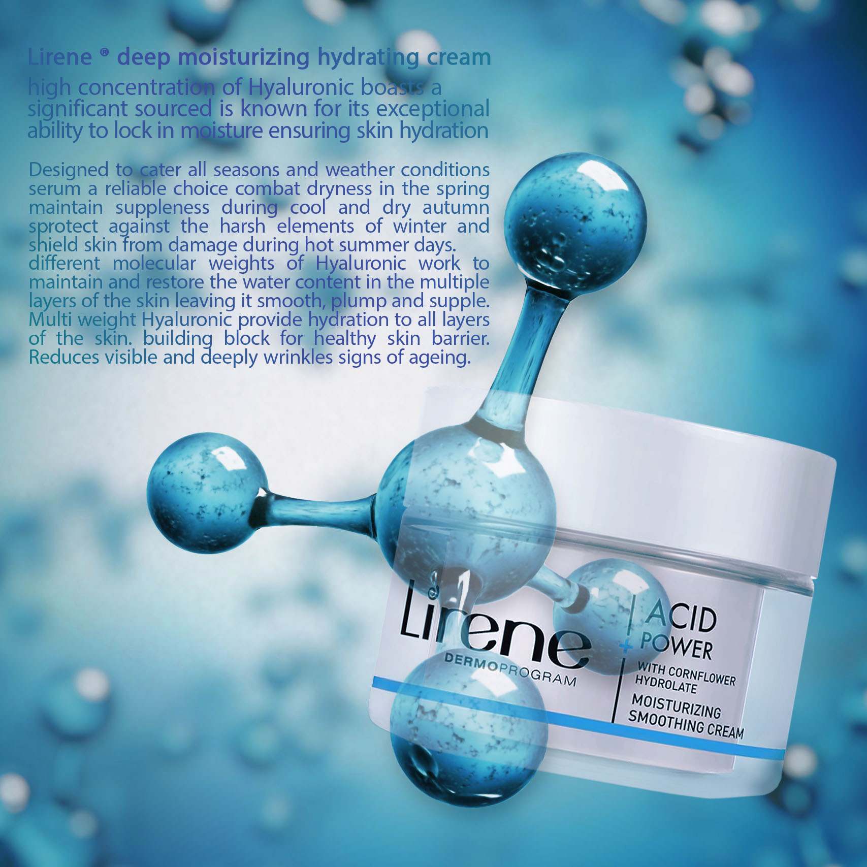 کرم آبرسان دست و صورت لایرن مدل ضد پیری مناسب انواع پوست حجم 50 میلی لیتر