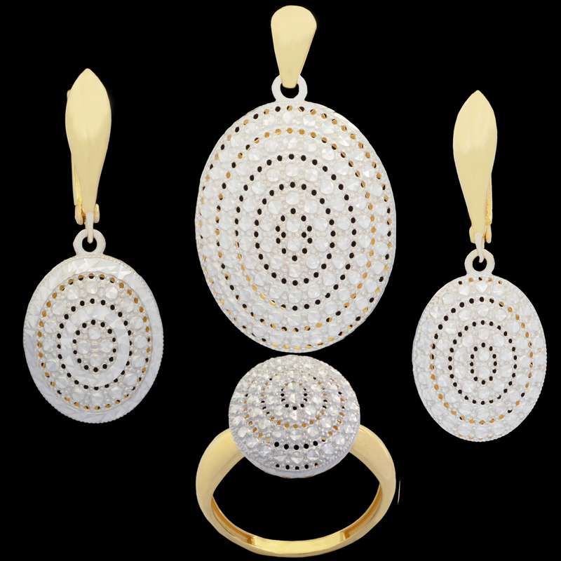 نیم ست طلا 18 عیار زنانه طلای مستجابی مدل آوا تراش بیضی مارشال کد 68003