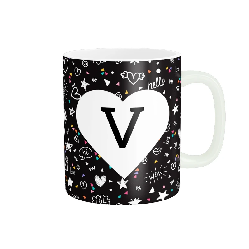 ماگ پاد آفرین مدل اسم شخصی فانتزی طرح اول اسم حرف V کد p11488