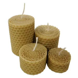 شمع بیزوکس مدل موم عسلی مجموعه 4 عددی