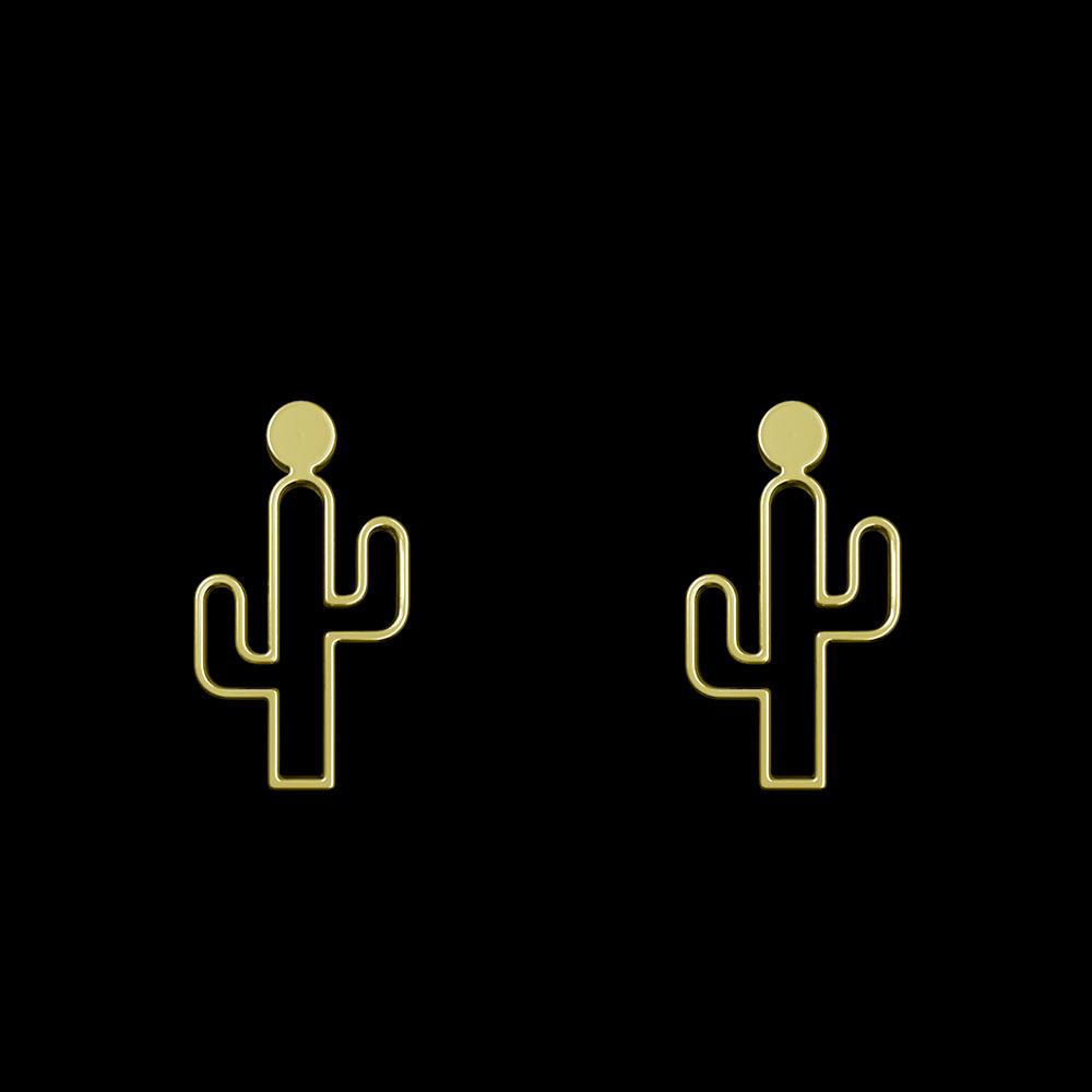 گوشواره طلا 18 عیار زنانه مدوپد مدل کاکتوس کد GA1-12211