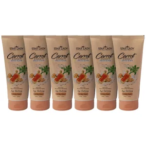 ژل ماسک صورت استارلیدی مدل دانه سویا و هویج جوان ساز مناسب برای انواع پوست حجم 175 میلی لیتر مجموعه 6 عددی