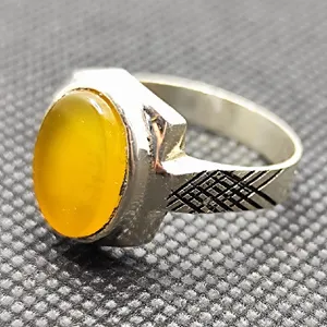 انگشتر نقره مردانه مدل سنگ شرف الشمس همراه با حرز امام جواد‌‌(ع) کد 366