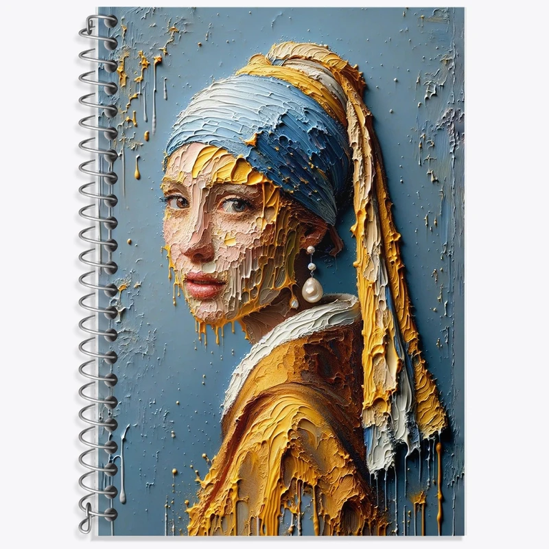 دفتر لغت 50 برگ خندالو طرح دختری با گوشواره مروارید کد F1213