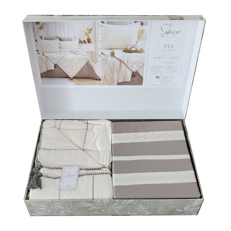 سرویس ملحفه دو نفره 7 تکه شاهسِر مدل Eva Bej C.K