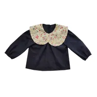 بلوز آستین بلند دخترانه لیمونار گالری مدل مخمل شکوفه بهاری