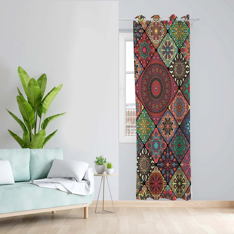 پرده طرح سنتی مدل مخمل پانچی کد 1574 z سایز 140x200 سانتی متر