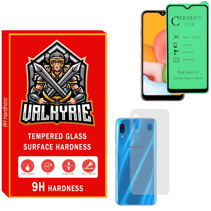 محافظ صفحه نمایش سرامیکی والکری مدل CRBKV_01 مناسب برای گوشی موبایل سامسونگ Galaxy A30 به همراه محافظ پشت گوشی