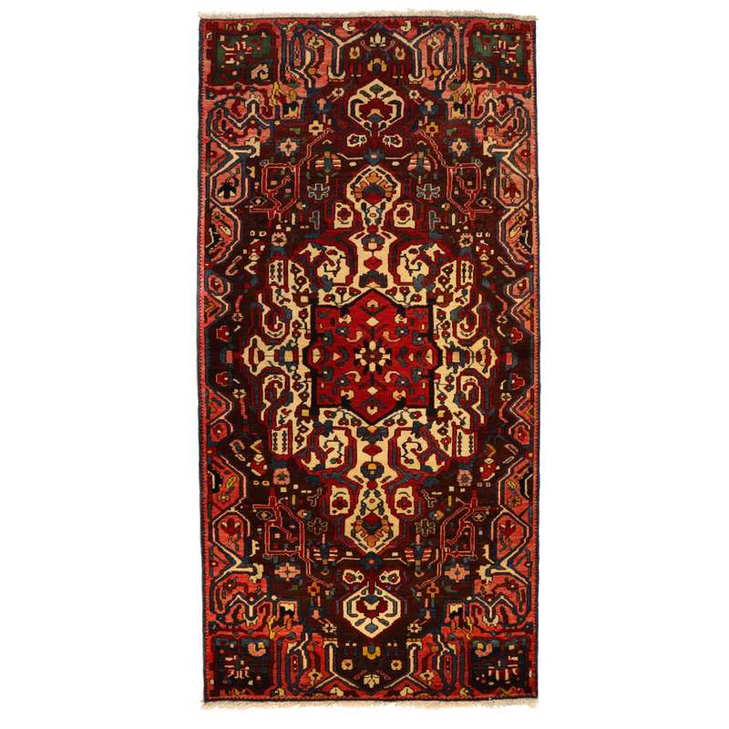 فرش دستباف قدیمی سه ونیم متری بختیاری طرح لچک ترنج کد 4101106