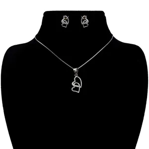 نیم ست نقره زنانه آی جواهر طرح قلب کد 77314NN