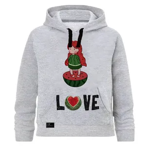 هودی دخترانه مدل شب یلدا کد J77 رنگ طوسی