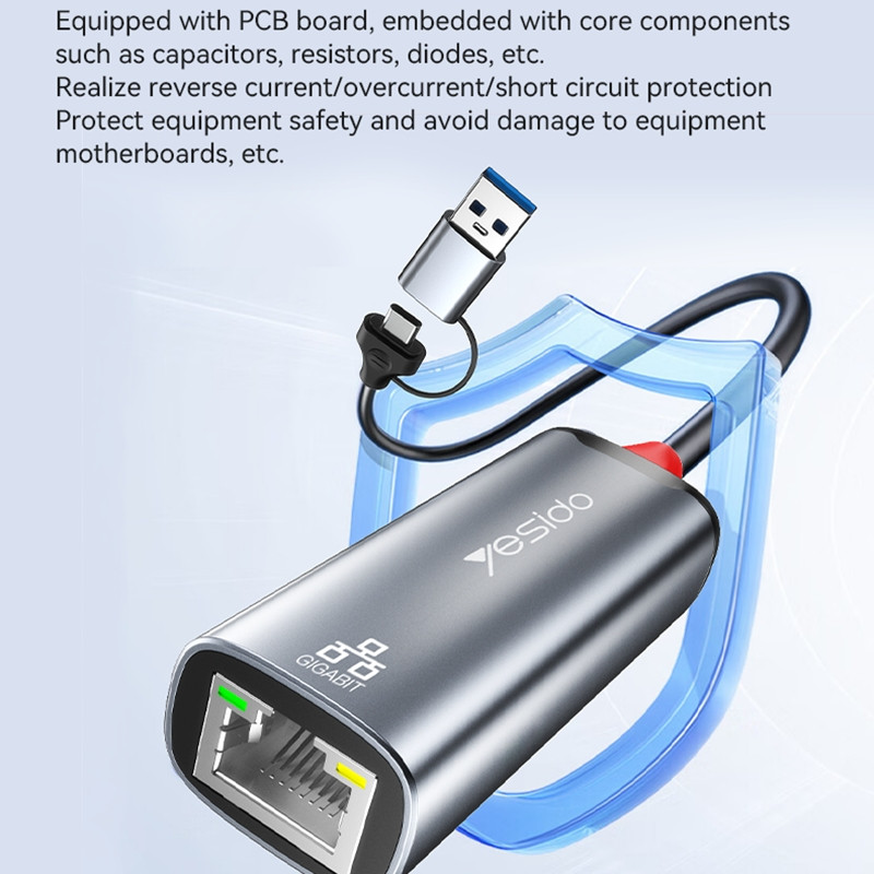 کارت شبکه USB 3.0 / USB-C یسیدو مدل H8Z6