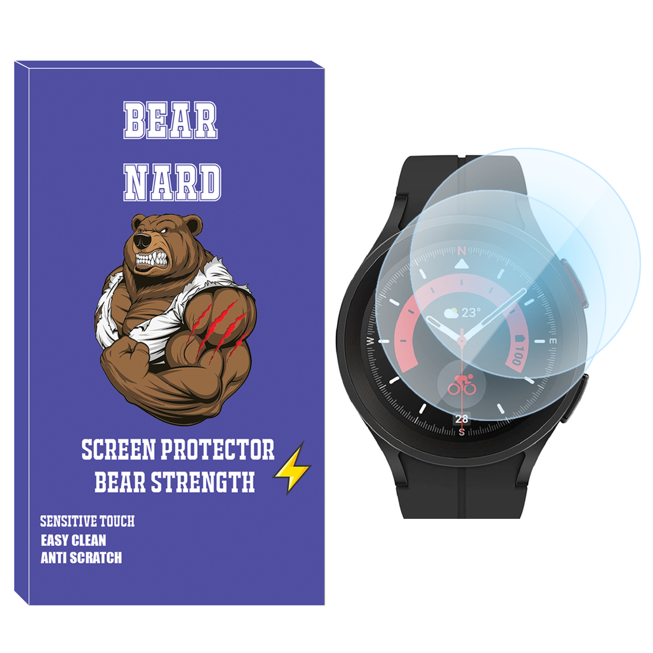 محافظ صفحه نمایش شیشه‌ای برنارد مدل SH-BR مناسب برای ساعت هوشمند سامسونگ Galaxy Watch 5 Pro بسته دو عددی