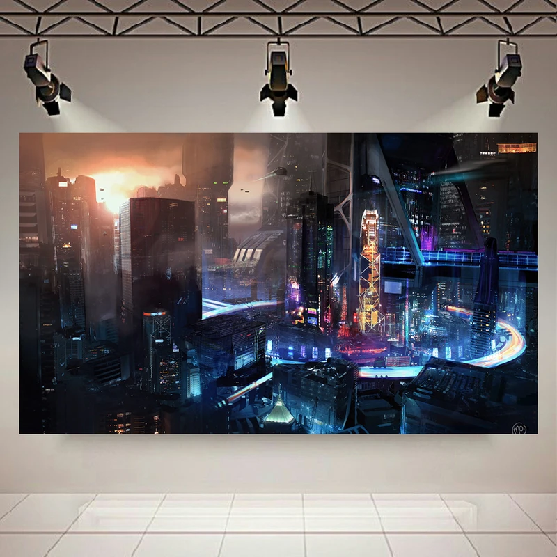 پوستر طرح نمای شهر مدل Neon City کد AR10810