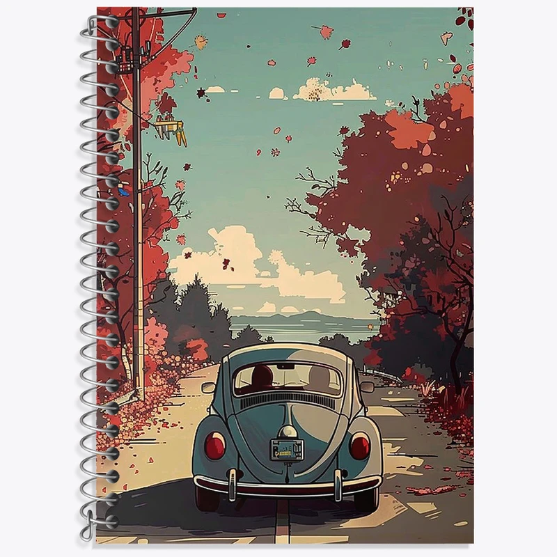 دفتر زبان 50 برگ خندالو مدل سه خط طرح ماشین فولکس کد N2124