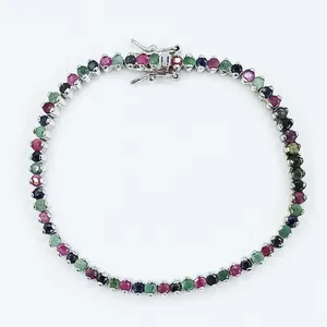 دستبند نقره زنانه سلین کالا مدل یاقوت و زمرد ce-As113