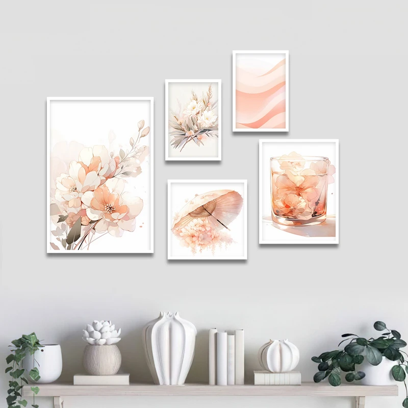 تابلو بکلیت طرح نقاشی مدرن مدل شاین اکلیلی W-1745 مجموعه 5 عددی