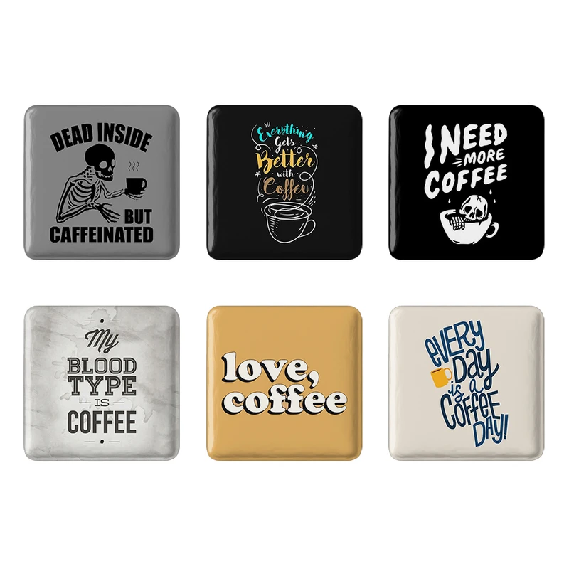 مگنت خندالو طرح قهوه Coffee کد 1334A مجموعه 6 عددی