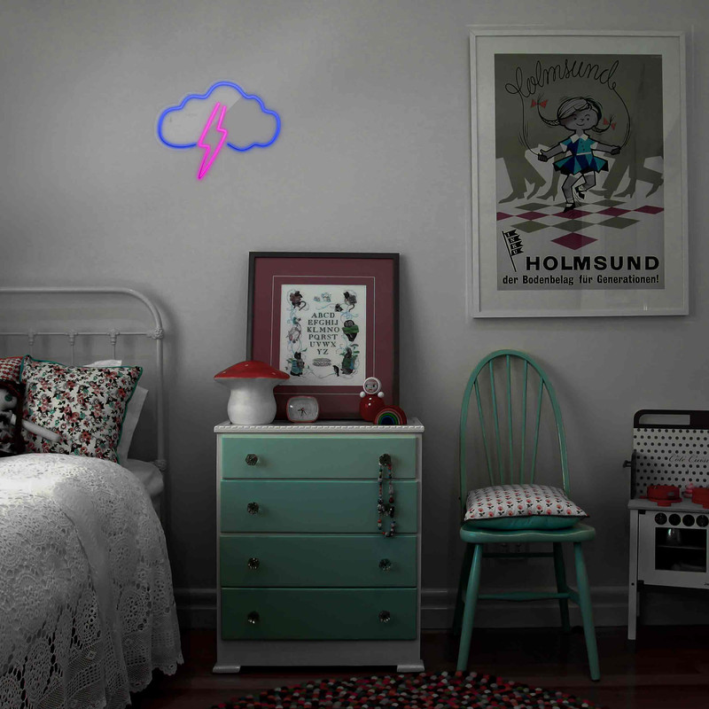 چراغ دیواری نئون دیزاین طرح Cloud-Vs-Lightning_BL