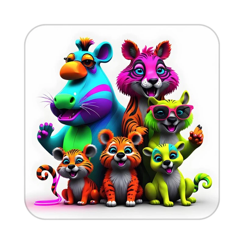 زیر لیوانی کاکتی طرح حیوانات رنگی مدل mp25209