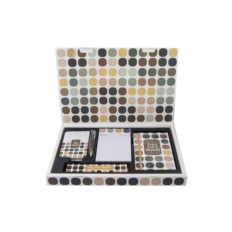 بسته لوازم تحریر پاپکو مدل پلنر 1404 طرح Enjoy مجموعه 5 عددی