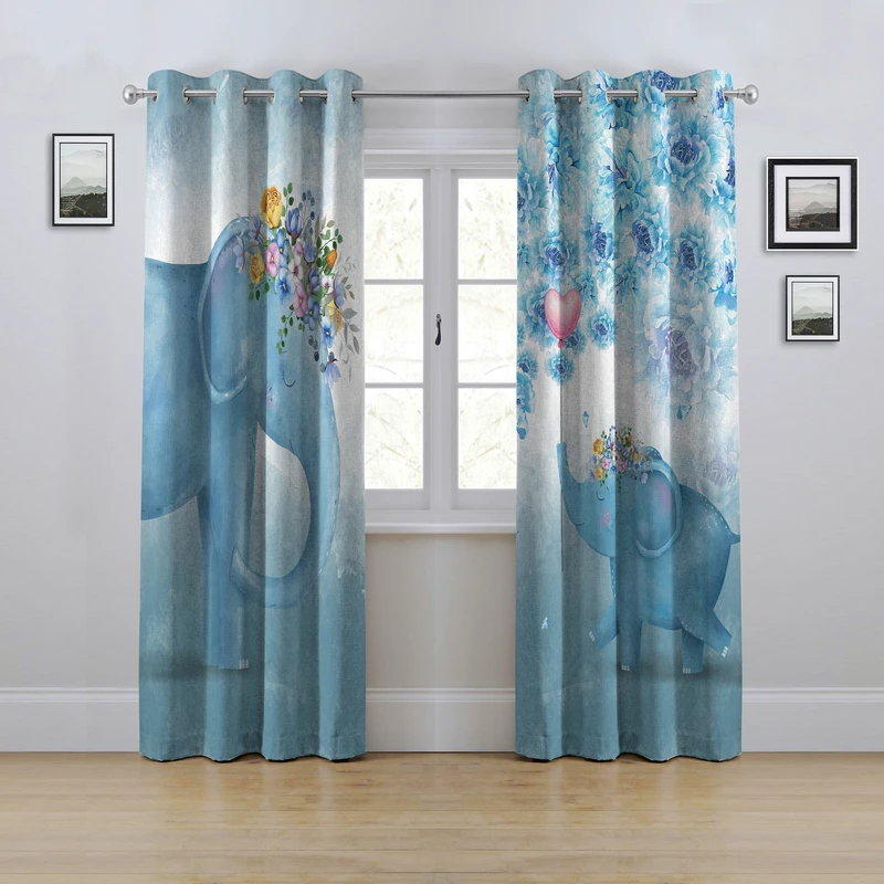 پرده مدل پانچی طرح فیل سایز 280x145 سانتی متر