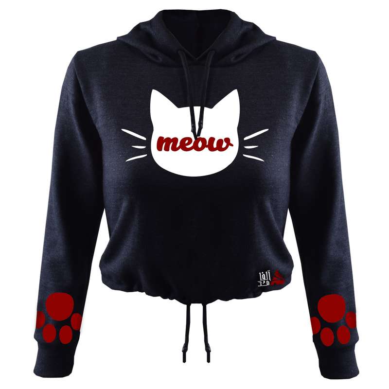 هودی زنانه مدل گربه کد T15 رنگ سرمه ای