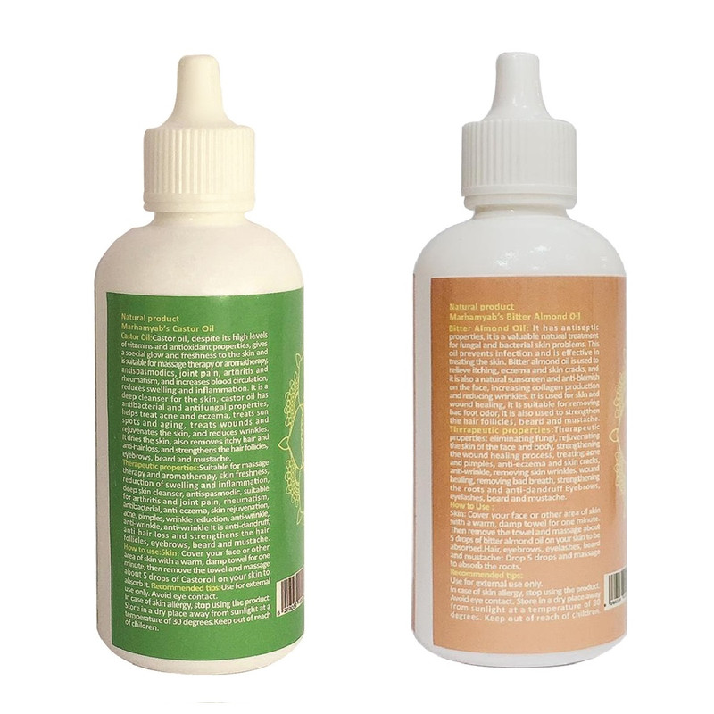 روغن تقویت کننده ناخن مرهم یاب مدل بادام شیرین و کرچک حجم 80  میلی لیتر مجموعه 2 عددی