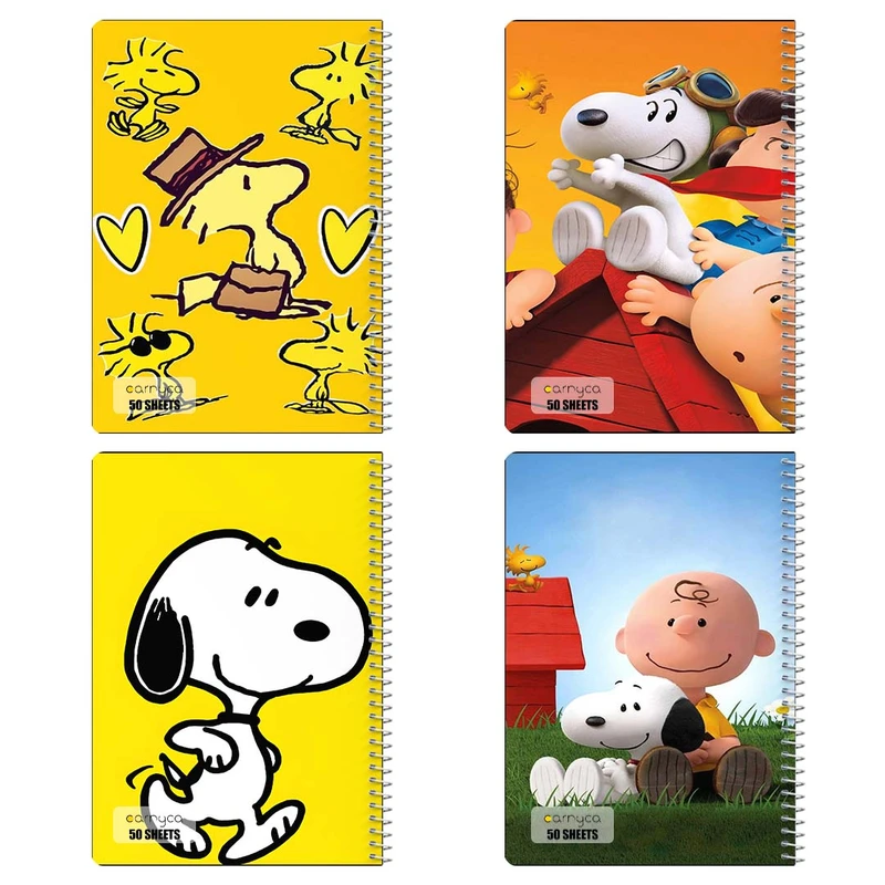 دفتر نقاشي 50 برگ کارنيکا طرح فیلم بادام‌زمینی‌ها The Peanuts کد 39680 مجموعه 4 عددی