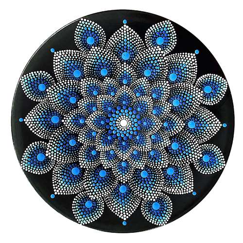 بشقاب دیوارکوب سفالی طرح نقطه کوبی مدل SADAF