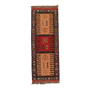 گلیم دستبافت یک متری مدل سفره کردی کد 4040107