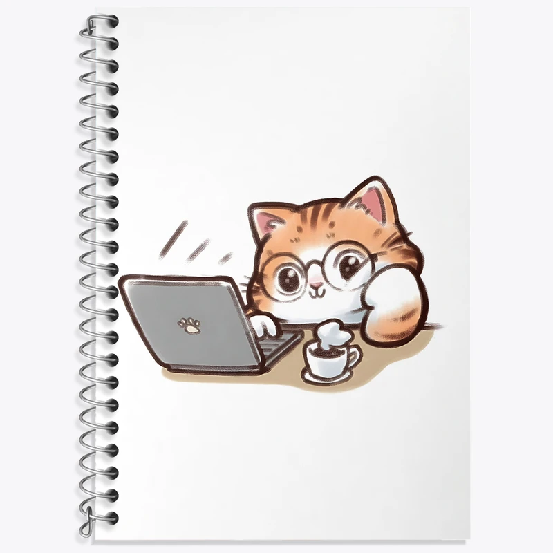 دفتر زبان 50 برگ خندالو مدل سه خط طرح گربه کیوت کد N3042