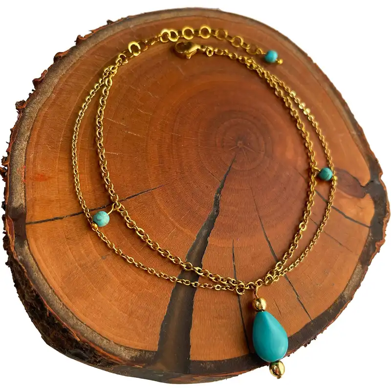 پابند زنانه دل تافته مدل استیل فیروزه کد Del_A28